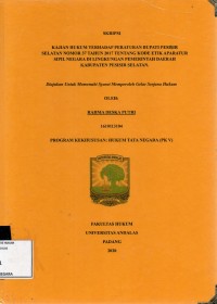 Image of Kajian hukum terhadap peraturan Bupati Pesisir Selatan nomor 37 tahun 2017 tentang kode etik aparatur sipil negara di Lingkungan Pemerintahan Daerah Kab. Pesisir Selatan