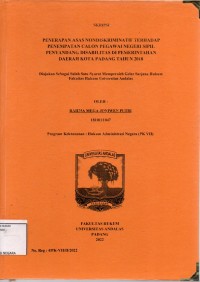 Image of Penerapan asas nondiskriminatif terhadap penempatan calon pegawai negeri sipil penyandang Disabilitas di pemerintahan daerah kota Padang tahun 2018