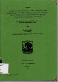 Image of Pelaksanaan pengawasan Dinas Perdagangan terhadap restoran yang tidak mencantumkan label harga dikaitkan dengan undang undang no 8 thn 1999 tentang perlindungan konsumen di Kota Padang