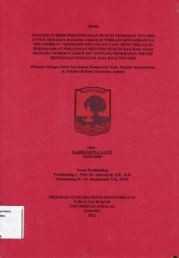 Image of Analisis yuridis perlindungan hukum terhadap notaris untuk menjaga rahasia jabatan terkait
kewajibannya melaporkan transaksi keuangan yang mencurigakan berdasarkan peraturan
menteri hukum dan hak asasi manusia nomor 9 tahun 2017 tentang penerapan prinsip
mengenali pengguna jasa bagi notaris