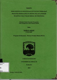 Image of Perlindungan hukum bagi investor terhadap praktik perdagangan orang dalam (insider trading) pada pasar modal di Indonesia