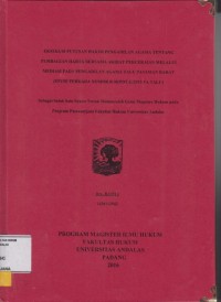 Image of Eksekusi putusan hakim pengadilan agama tentang pembagian harta bersama akibat perceraian melalui mediasi pada pengadilan agama Talu Pasaman Barat (studi perkara Nomor 0130/Pdt.G/2013 PA Talu)