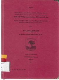 Image of Penerapan sanksi pidana terhadap tindak pidana kepemilikan senjata api ilegal (studi putusan No. 853/Pid.B/2017/PN Pdg dan putusan No. 129/Pid.Sus/2016/PN Kag)
