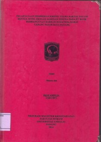Image of Pelaksanaan Pemberian Kredit Usaha Rakyat Dalam Bentuk Ritel Dengan Jaminan Fidusia Pada PT. BANK Pembangunan Daerah Sumatra Barat Cabang Pasar Padang