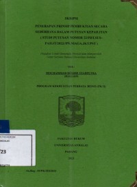 Image of Penerapan prinsip pembuktian secara sederhana dalam putusan kepailitan (studi putusan nomor 22/PDT.SUS-PAILIT/2022/PN.Niaga.JKT.PST)