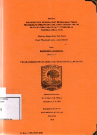 Image of Implementasi pengurangan pembayaran pajak penghasilan (PPh) wajib pajak orang pribadi (WP OP) dengan pembayaran zakat penghasilan (Studi Kasus di Kota Solok)