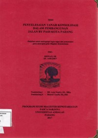 Image of Penyelesaian Tanah Konsolidasi Dalam pembangunan Jalan By Pass Kota Padang