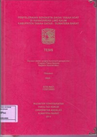 Image of Penyelesaian sengketa Gadai tanah adat di Kanagarian Limo Kaum Kabupaten Tanah Datar Sumatera Barat