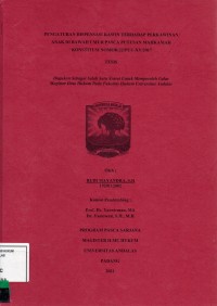 Image of Pengaturan Dispensi Kawin Terhadap Perkawinan Anak Di bawah Umur Pasca Ptusan mahkamah Konstitusi Nomor. 22/PUU-XV/2017
