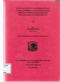 Image of Pengelolaan Barang Publik melalui program Nasional Pemberdayaan masyarakat Mandiri di Kabupaten Agam dikaitkan dengan pelaksanaan Good Governance