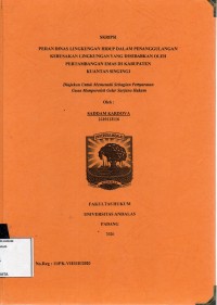 Image of Peran dinas lingkungan hidup dalam penanggulangan kerusakan lingkungan yang disebabkan oleh pertambangan emas di Kabupaten Kuantan Singingi