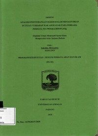 Image of Analisis pertimbangan hakim dalam menjatuhkan putusan terhadap hak asuh anak pada perkara perdata No. 799/Pdt.G/2019/PA.Pdg