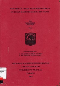 Image of Pewarisan Tanah Adat Berdasarkan Putusan Hakim Di Kabupaten Agam