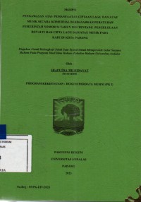 Image of Pengawasan atas pemaat ciptaan lagu dan/atau musik secara komersial berdasarkan peraturan pemerintah nomor 56 tahun 2021 tentang pegelolaan royalti hak cipta lagu dan/atau musik pada kafe di kota Padang