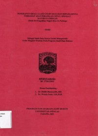 Image of Penerapan Small Claim Court (SCC) dan Iplikasinya terhadap Asas Peradilan Cepat,Singkat,
dan Biaya Ringan (studi di pengadilan negeri klas IA Padang)