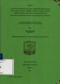Image of Tanggung jawab pelaklu usaha terhadap keselamatan wisatawan wahana air berdasarkan Undang Undang nomor 10 tahun 2009 tentang kepariwisataan (studi Pulau Cingkuak Kecamatan IV Jurai, Kabupaten Pesisir Selatan)