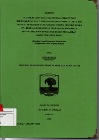 Image of Dampak pembatasan usia minimal perkawinan berdasarkan pasal 7 Undang Undang nomor 16 tahun 2019 tentang perubahan atas undang undang nomor 1 tahun 1974 tentang perkawinan terhadap permohonan Dispensasi kawin diwilayah hukum pengadilan agama Sumtera Barat