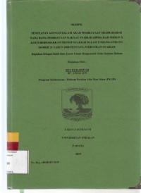 Image of Penetapan agunan dalam akad pembiayaan Mudharabah pada Bank pembiayaan rakyat syariah (BPRS) haji miskin X koto berdasarkan prinsip syariah dalam undang undang No. 21 Tahun 2008 tentang perbankan syariah