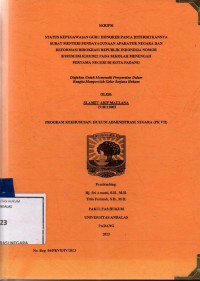 Image of Status kepengawaian guru honorer pasca diterbitkannya surat Menteri Pendayaguna Aparatur Negara dan Reformasi Birokrasi Republik Indonesia B/185/M.SM.02,03/2022 pada sekolah menegah pertama di kota Padang