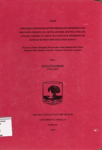 Image of Peralihan Kewenangan Pengendalian Penduduk dan keluarga Berencana Setelah berlakunya Undang-Undang Nomor 23 Tahun 2014 tentang Pemerintahan Daerah Di Provini Sumatera Barat