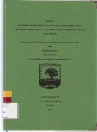 Image of Kewajiban pendaftaran pangan olahan usaha Mikro kecil menengah (UMKM)  sebagai wujud perlindungan hak konsumen di kota Padang