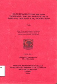 Image of Balik nama sertipikat hak guna bangunan diatas hak pengelolaan di Kabupaten Indragiri Hulu Propinsi Riau