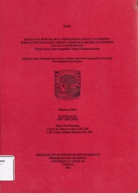 Image of Kekuatan Hukum Akta Perdamaian (Akta Van Dading) Sebagai Penyelesaian Kredit 
bermasalah melaui proses Gugatan Sederhana (Studi kasus pada pengadilan negeri 
pasman barat