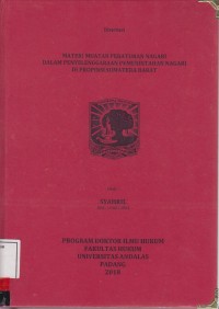 Image of Materi Muatan Peraturan Nagari dalam penyelenggaraan pemerintahan Nagari di  Propinsi Sumatera Barat