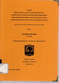 Image of Peran lembaga adat dalam penyelenggaraan pemerintahan nagari di Sumatera Barat berdasarkan peraturan daerah nomor 7 tahun 2018 tentang nagari (studi kenagarian Pauh V Kecamatan Pauh Kota Padang)