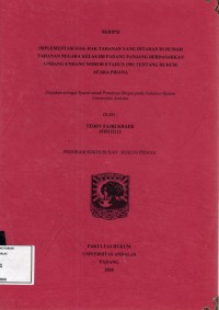 Image of Implementasi hak hak tahanan yang ditahan di rumah tahanan negara kelas IIB Padang Panjang Berdasarkan Undang Undang no. 8 tahun 1981 tentang hukum acara pidana
