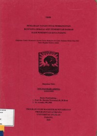 Image of Pengadaan tanah untuk pembangunan rusunawa sebagai aset pemerintah daerah oleh pemerintahan kota Padang