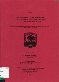 Image of Pengadaan Tanah Untuk Pembangunan Rusunawa Sebagai Aset Pemenrintah Daerah oleh Pemenrintah Kota Padang