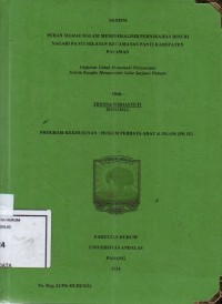 Image of Peran mamak dalam meminimalisir pernikahan dini di Nagari Panti selatan kecamatan Panti Kabupaten Pasaman