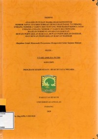 Image of Analisis putusan Mahkamah Konsitusi nomor 16/PUU-XVI-2018 terkait pengujian pasal 73 undang undang nomor 2 tahun 2018 tentang perubahan kedua atas undang undang nomor 17 tahun 2014 tentang Majelis Permusyarawatan rakyat, dewan perwakilan rakyat, dewan perwakilan daerah, dewan perwakilan rakyat daerah