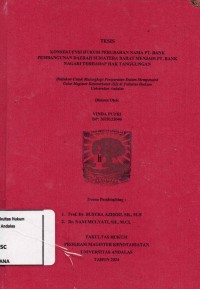 Image of Konsekkuensi Hukum Perubahan nama PT.bank pembagunan Daetah Sumatra Barat Menjadi
PT.Bank Nagari terhadap hak Tanggungan