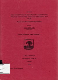Image of Peranan keterangan saksi mahkota dalam pembuktian tindak pidana narkotika di pengadillan negeri kelas IA Padang