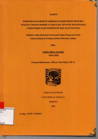 Image of Perlindungan hukum terhadap fakir miskin menurut Undang Undang no 13 tahun 2011 tentang penanganan fakir miskin dari perspektif hak asasi manusia