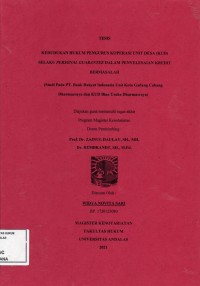 Image of Kedudukan Hukum Pengurus Koperasi Unit Desa (KUD) Selaku Personal Guarantee
Dalam penyelesaian Kredit Bermasalah