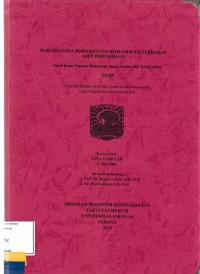 Image of Hak anggota persekutuan komanditer terhadap aset perusahaan (studi kasus putusan Mahkamah Agung Nomor 3007 K/Pdt./2014