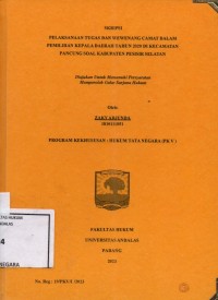 Image of Pelaksanaan tugas dan wewenang camat dalam pemilihan kepala daerah tahun 2020 di Kecamatan Pancung Soal Kabupaten Pesisir Selatan