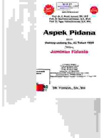 Image of Aspek pidana dalam undang undang no. 42 tahun 1999 tentang jaminan fidusia