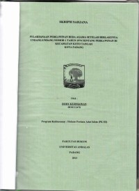 Image of Pelaksanaan perkawinan beda agama setelah berlakunya undang undang nomor 1 tahun 1974 tentang perkawinan di kec. koto tangah kota Padang