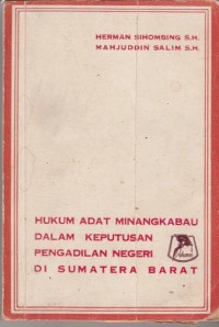 Image of Hukum Adat Minang Kabau dalam keputusan pengadilan Negeri di Sumatera Barat