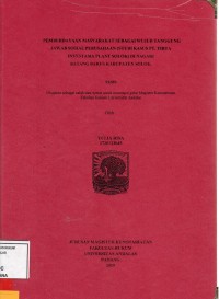 Image of Pemberdayaan Masyarakat Sebagai Wujud Tanggung Jawab Sosial Perusahaan (studi kasus PT. tirta investama plant solok ) di nagari Batang Barus kabupaten Solok