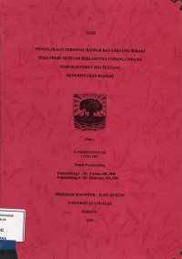 Image of Pengelolaan Terminal Bandar Raya Payung Sekaki Pekanbaru setelah Berlakunya Undang-Undang Nomor 23 Tahun 2014 Tentang Pemerintahan Daerah