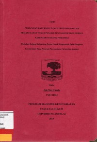 Image of Perjanjian bagi HasilPertanian Dalam Pemanfaatan Tanah Pusako Di Nagari Sungai Durian Kabupaten Padang pariaman