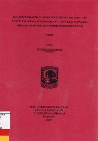 Image of Izin Perceraian bagi Aparatur Sipil Negara (ASN) dan Penyelesaian Di Pengadilan Agama Klas IA padang Berdasarkan Putusan Nomor 270/Pdt.G/2019/PA.Pdg