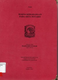 Image of Makna Kerahasiaan Pada Akta Notaris