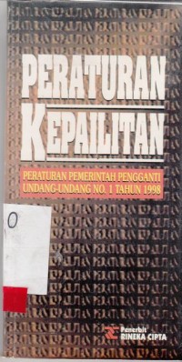 Image of Peraturan Kepailitan.; peraturan pemerintah pengganti Undang Undang No. 1 tahun 1998