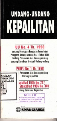 Image of undang undang kepailitan dan penundaan kewajiban pembayaran utang (UU RI No. 37 tahun 2004)